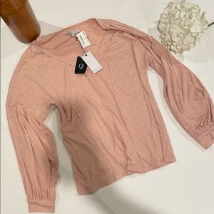 Cezele Pink V neck pocket top size S